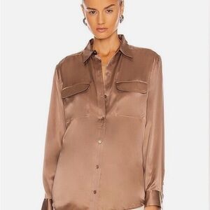 Equipment Women's Signature Satin Shirt Doeskin button down blouse size large